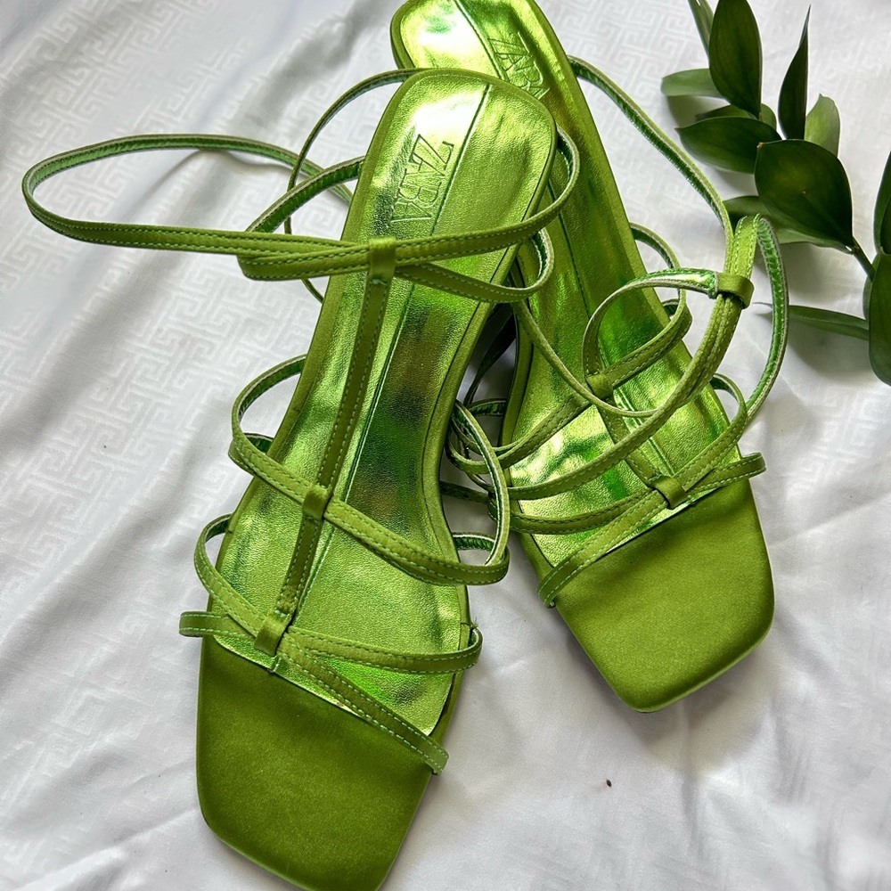 Neon Open Toe Strap Heels